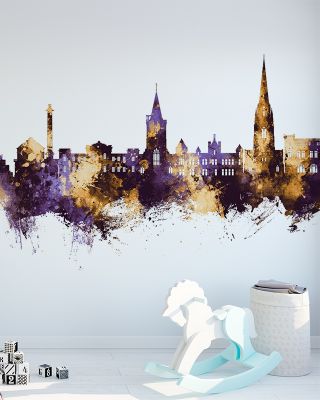 Perth Scotland Skyline Purple & Gold
