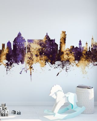 Pisa Italy Skyline Purple & Gold