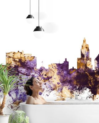 Providence Rhode Island Skyline Purple & Gold