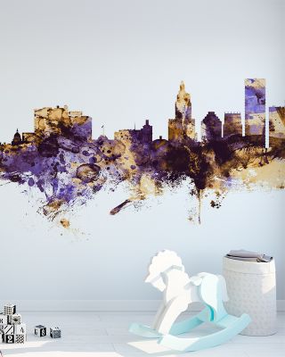 Providence Rhode Island Skyline Purple & Gold