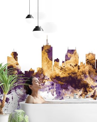 Quebec Canada Skyline Purple & Gold
