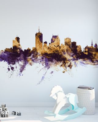 Quebec Canada Skyline Purple & Gold