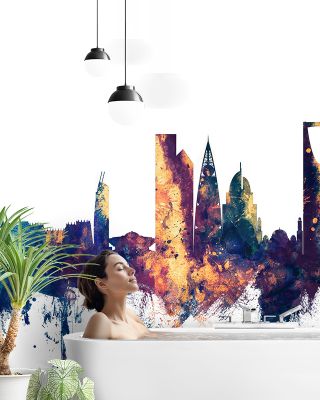 Riyadh Saudi Arabia Skyline Blue & Bronze