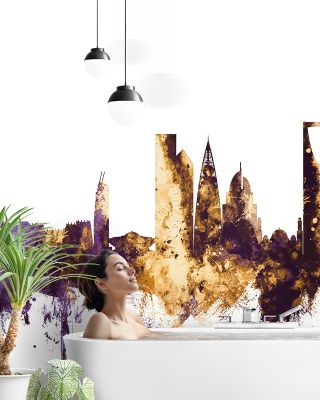 Riyadh Saudi Arabia Skyline Purple & Gold