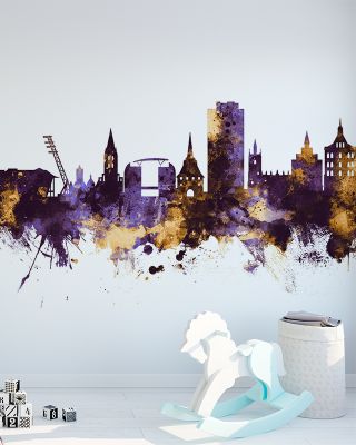 Rostock Germany Skyline Purple & Gold