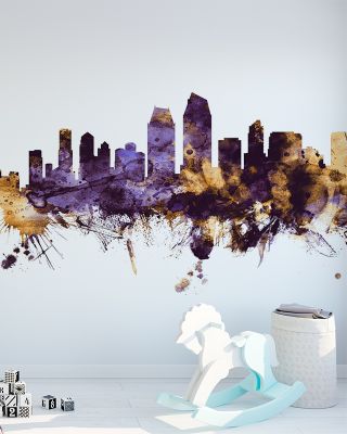 San Diego California Skyline with Luxurious Purple & Gold