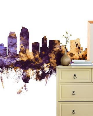 San Diego California Skyline with Luxurious Purple & Gold