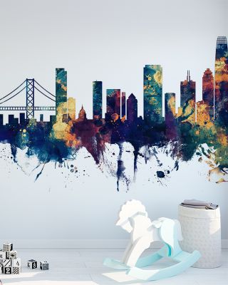 San Francisco Skyline with Elegant Blue & Bronze Accents