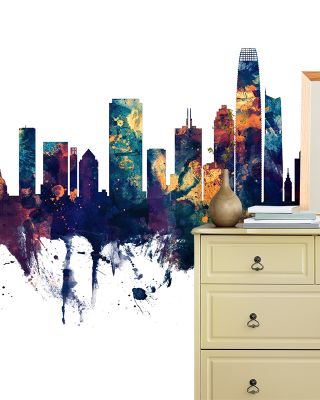 San Francisco Skyline with Elegant Blue & Bronze Accents