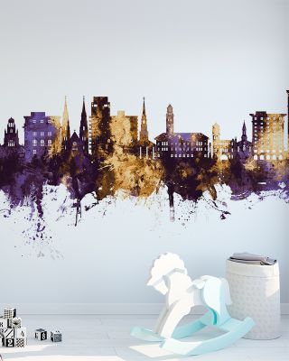 Savannah Georgia Skyline with Regal Purple & Gold Accents