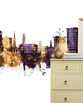 Savannah Georgia Skyline with Regal Purple & Gold Accents