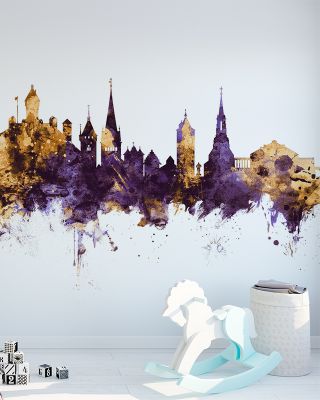 Schaffhausen Switzerland Skyline with Purple & Gold Accents