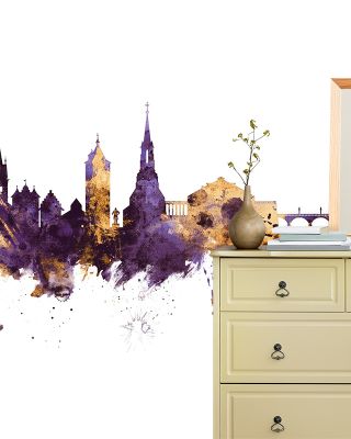 Schaffhausen Switzerland Skyline with Purple & Gold Accents