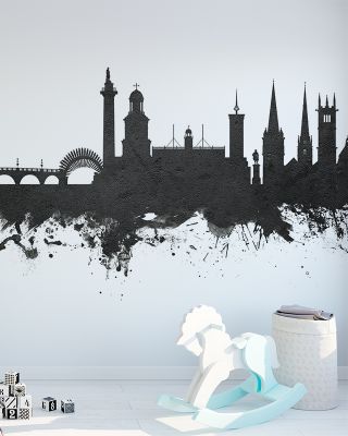 Shrewsbury England Skyline in Classic Black & White