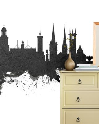 Shrewsbury England Skyline in Classic Black & White