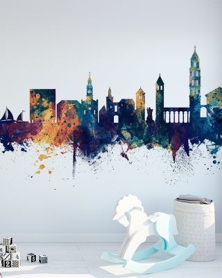 Split Croatia Skyline with Blue & Bronze Highlights