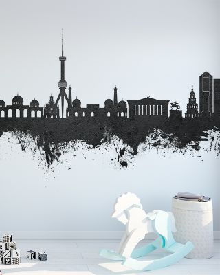 Tashkent Uzbekistan Skyline in Black & White