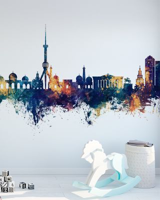 Tashkent Uzbekistan Skyline with Blue & Bronze Highlights