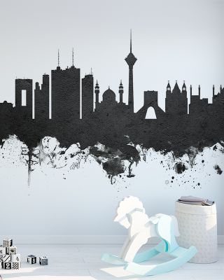 Tehran Iran Skyline in Black & White