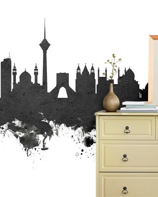 Tehran Iran Skyline in Black & White