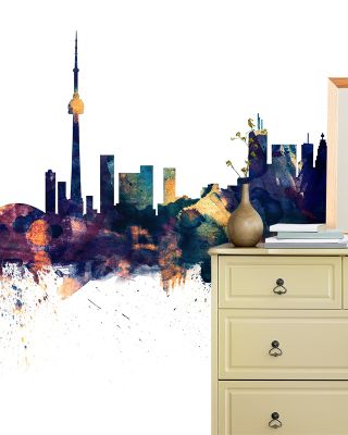 Toronto Canada Skyline with Blue & Bronze Highlights