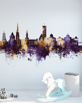 Torquay England Skyline with Purple & Gold Highlights