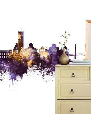 Torquay England Skyline with Purple & Gold Highlights