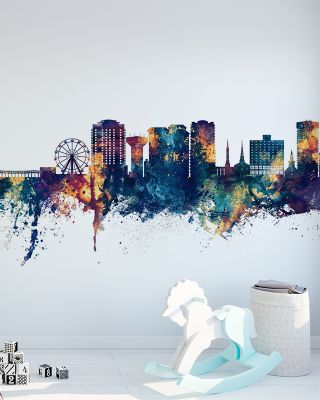 Virginia Beach Skyline with Blue & Bronze Highlights