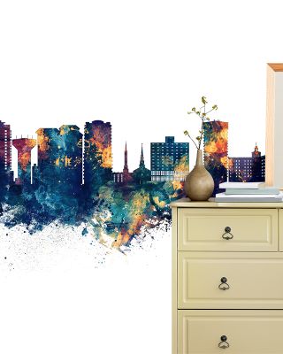 Virginia Beach Skyline with Blue & Bronze Highlights