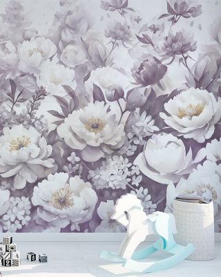 Watercolor Peonies Winter Floral Wall Art