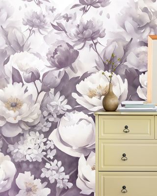 Watercolor Peonies Winter Floral Wall Art