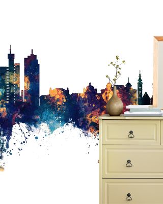 Zagreb Croatia Skyline with Blue & Bronze Highlights