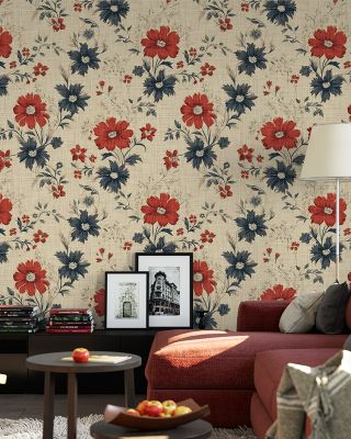 Americana Poppies Patriotic Wallpaper