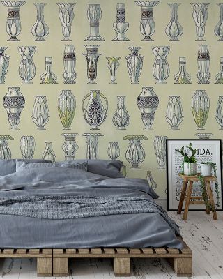 Art Vase Green Botanical Wallpaper