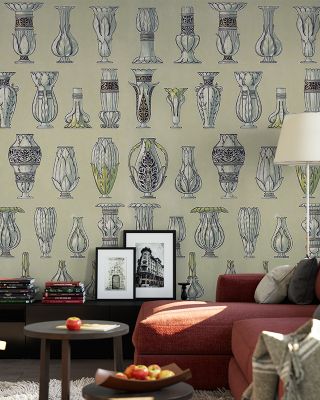 Art Vase Green Botanical Wallpaper