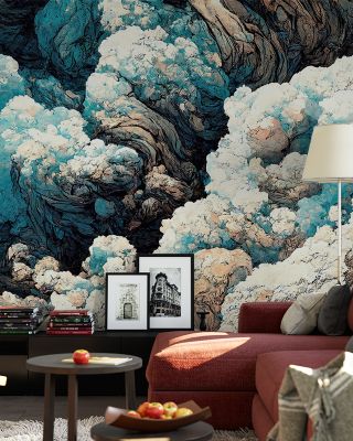 Clouds And Waves Coastal Wallpaper
