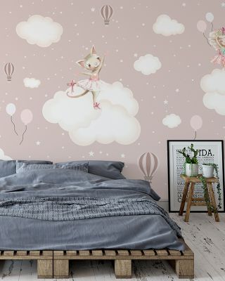 Dancing Kitty Playful Wallpaper
