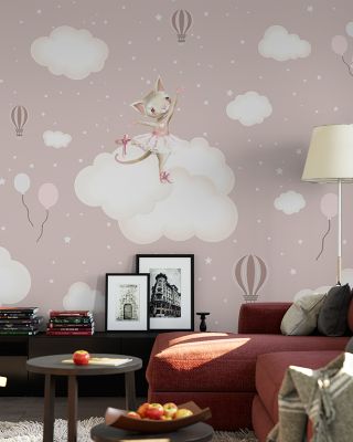 Dancing Kitty Playful Wallpaper