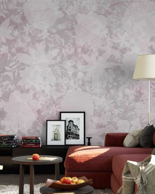 Flower Silhouette Red Floral Wallpaper