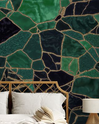 Green Mosaic Artistic Wallpaper