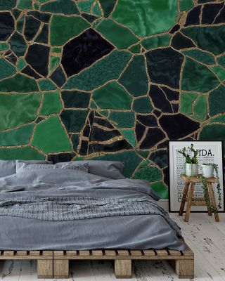 Green Mosaic Artistic Wallpaper