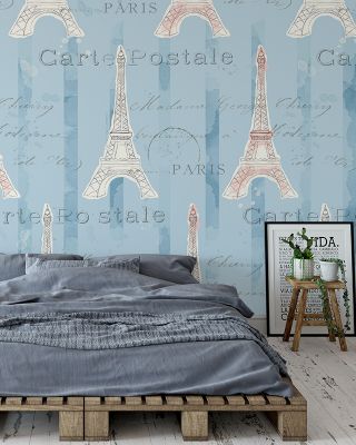 Greetings from Paris Blue Scenic Wallpaper
