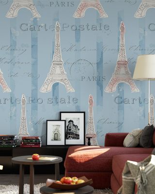 Greetings from Paris Blue Scenic Wallpaper