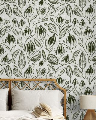 Lille, Olive Green Classic Wallpaper