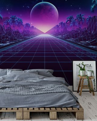 Neon Retro Wave Vibrant Wallpaper