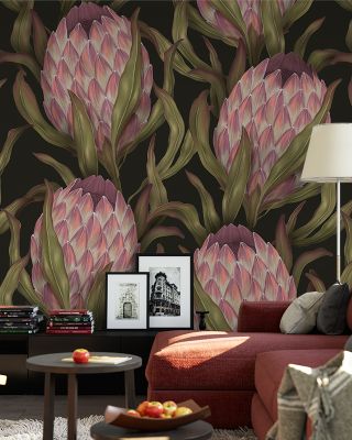 Protea Buds Floral Wallpaper