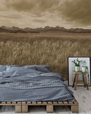 Sepia Sawtooth Rustic Mountain Wallpaper
