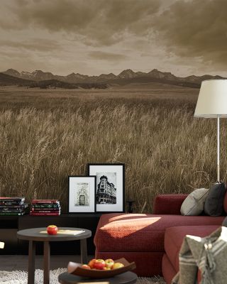 Sepia Sawtooth Rustic Mountain Wallpaper