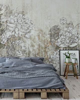 Vintage Peonies Floral Wallpaper