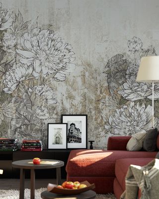 Vintage Peonies Floral Wallpaper